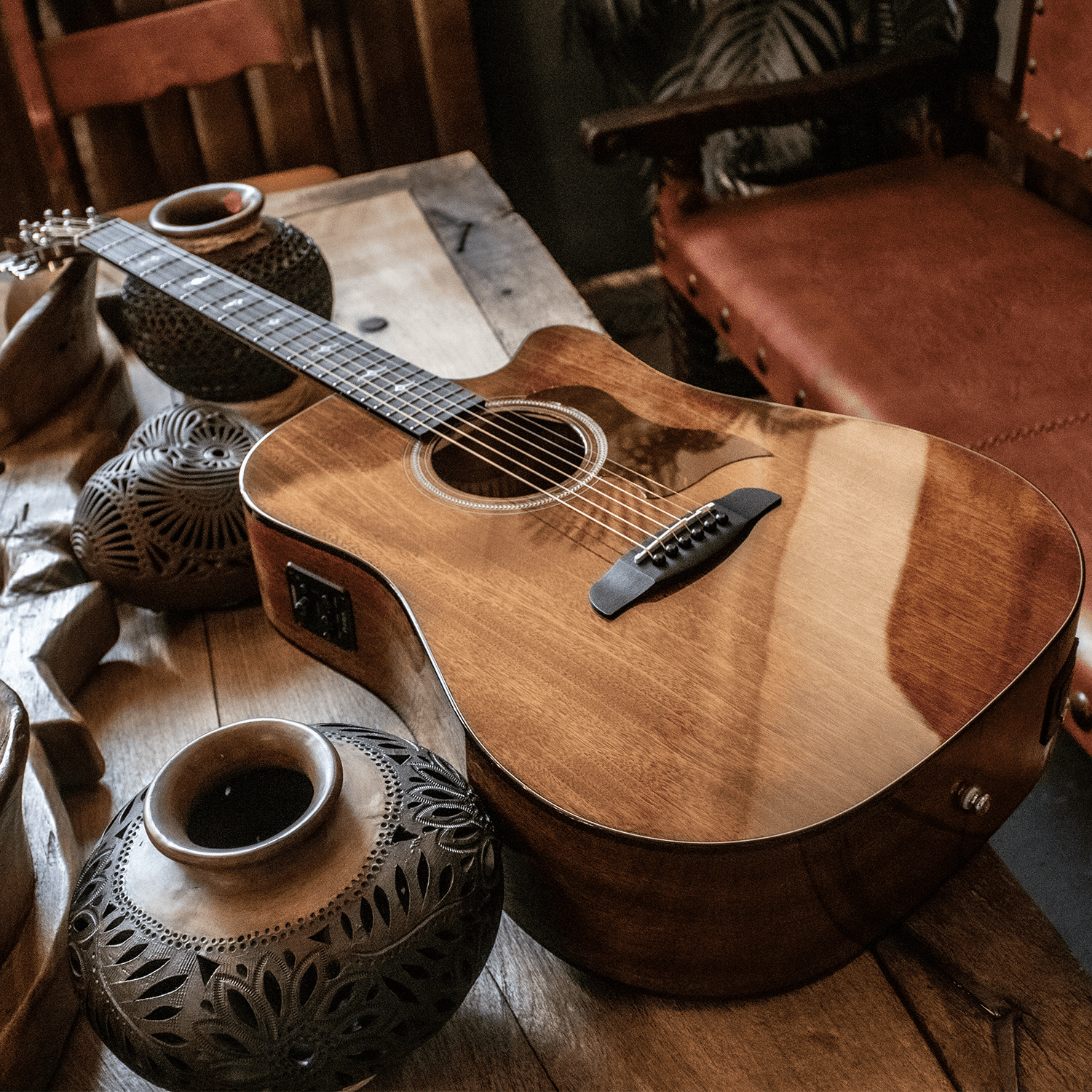 Sawtooth Mahogany Series Dreadnought Cutaway Acoustic Electric Guitar with Mahogany Back and Sides