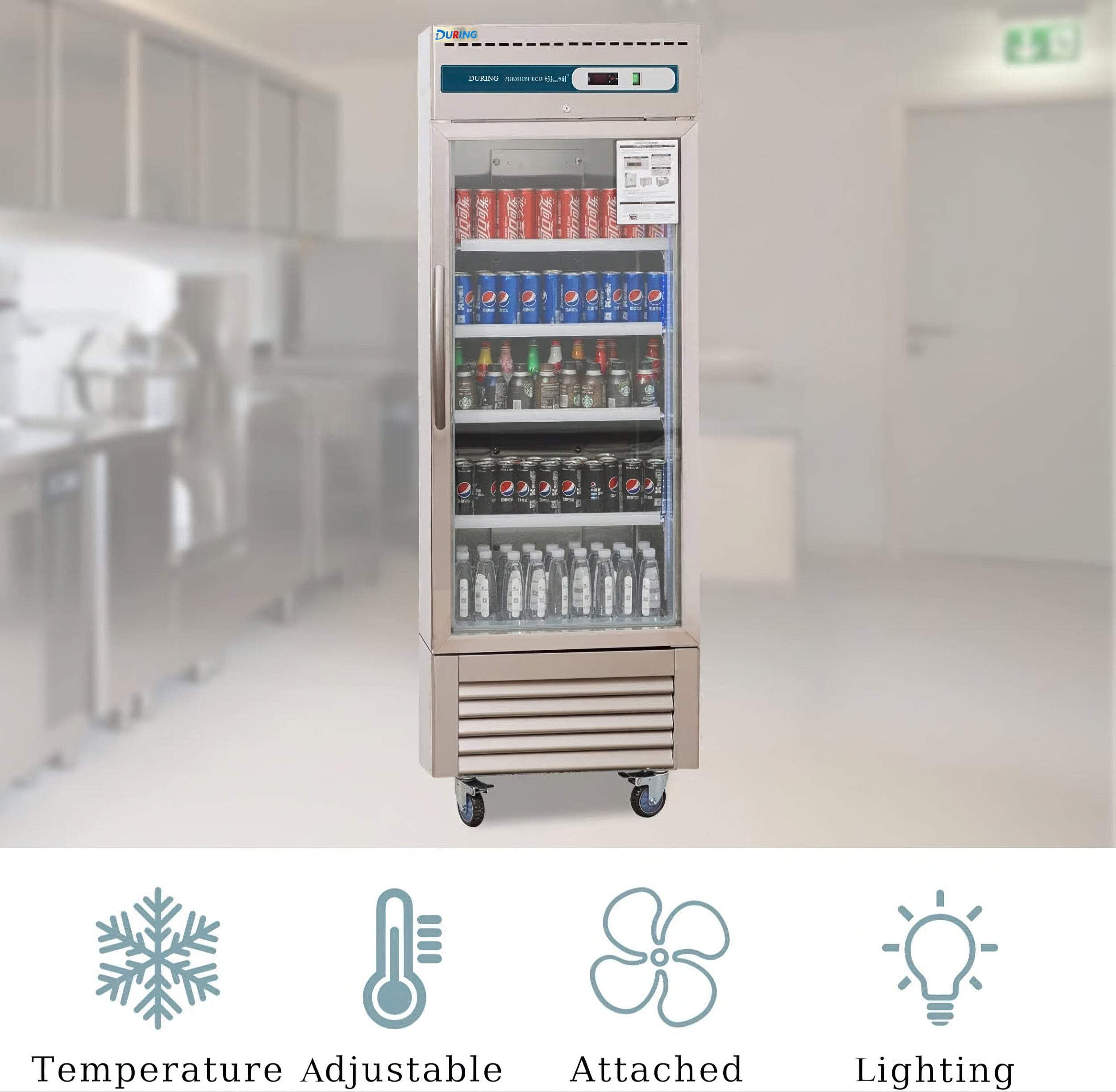 During D-KR-27BG 27" Commercial Glass Door Refrigerator 23 Cu.ft
