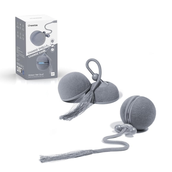 Cheerble 2 in 1 Interactive Cat Toys for Indoor Cats - Wicked Ball Duo2, Automatic Rolling Ball & Spinning Top, 6 Play Ways with Bird Chirping and Sp