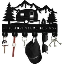 Camping Vehicle Key Hooks Holder for Wall Black Key Holder Wall Mount Mountain Trees Wooden Key Hanging Hangers Key Organizer Rack Wall Decor Hook for Entryway Front Door Hallway 12x7.5Inch Black DIY