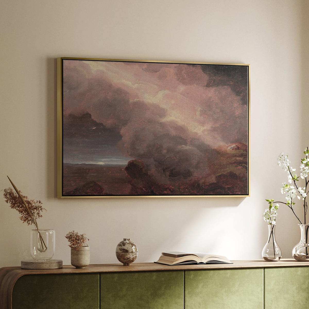 Vintage Landscape-CCCLXX By Wexford Home Framed in Gold Wood Gallery Wrapped Canvas 27 in. x 41 in.