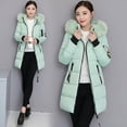 thumbnail image 3 of Ropa de invierno, Chaqueta de algodón para mujer, Chaqueta de algodón con cuello de piel grande y capucha gruesa de largo medio para mujer, chaqueta de talla grande, 3 of 6