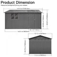 thumbnail image 7 of 12ft x 10ft Metal Outdoor Storage Garden Tool Shed Workshop with Foldable Worktable, Shelves, Window, Hanging Lamp Hook & Apex Roof for Backyard Garden Patio, Grey, 7 of 7