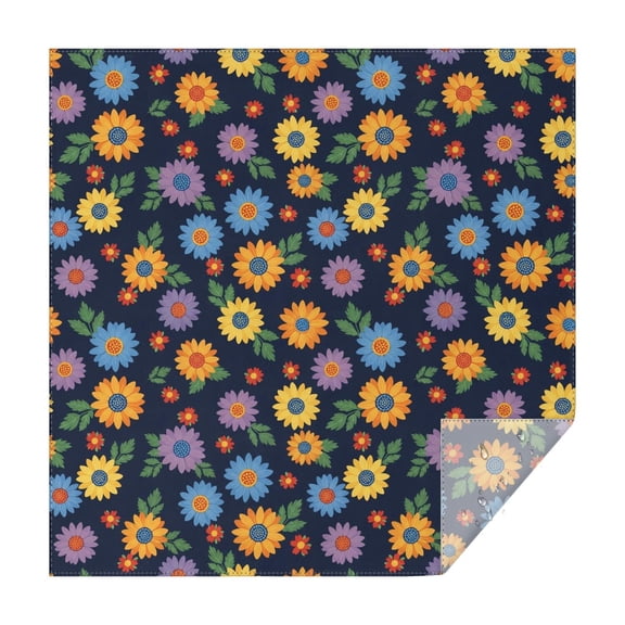 Pioneer Flower Floral Print Pattern Square Tablecloth, Waterproof Wipeable Spillproof Washable Table Cover for Home Kitchen Party Decor, 42"x42"