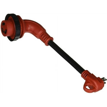 1 pack-Valterra A10-1530D90 Mighty Cord 90° LED 15AM-30AF Adapter Cord - 12" - Red