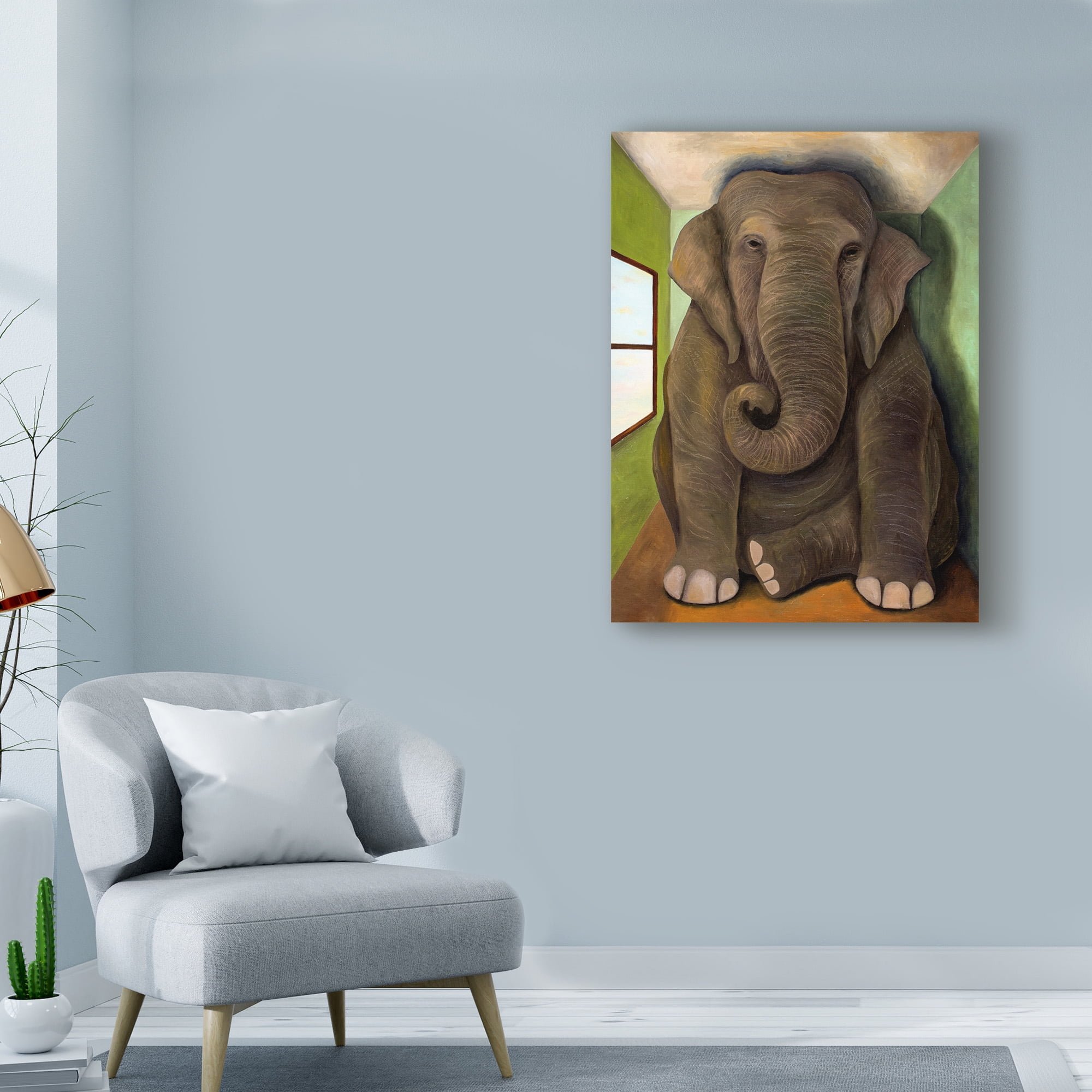 Trademark Fine Art 'Elephant In A Room Cracks' Canvas Art by Leah Saulnier