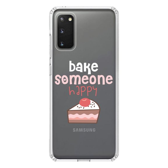 DistinctInk Clear Shockproof Hybrid Case for Galaxy S20 ULTRA / 5G (6.9" Screen) - TPU Bumper Acrylic Back Tempered Glass Screen Protector - Bake Someone Happy