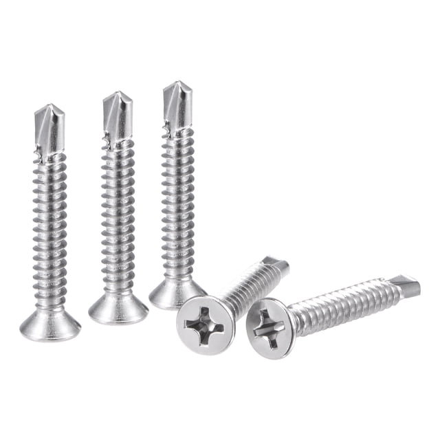 Unique Bargains #14 x 1 1/2 Pieds Vis à Tête Crantée à Filetage Complet en Acier Inoxydable 410 pour Perçage Automatique, Lot de 50