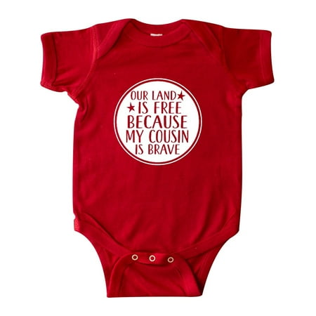 

Inktastic Military Cousin Land Is Free Gift Baby Boy or Baby Girl Bodysuit