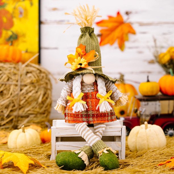 Liquidación de adornos de Poaug, decoraciones de pavo de otoño para Acción de Gracias, paquete de 2, gnomos Tomte suecos hechos a mano con hojas de arce, gnomos de peluche, regalos de decoración
