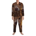 thumbnail image 3 of Salouo Sunset Sunflower Cow Print Button-Front Long Sleeve Pajama Set for Men, Soft 2Pjs Men's Long Sleeve Sleepwear-XX-Large, 3 of 7