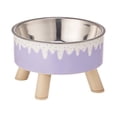 thumbnail image 2 of Elevated Pet Feeding Bowl, Cat Dog Food Water Dish With Wooden Leg Base, Cute Ice‑Cream Sprinkles Pattern Raised Food Dish For Neck Comfort Cats And Small Dogs, 2 of 8