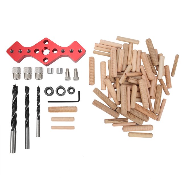Localizador de punzón recto para carpintería Aleación de aluminio rojo con puntas de madera para brocas