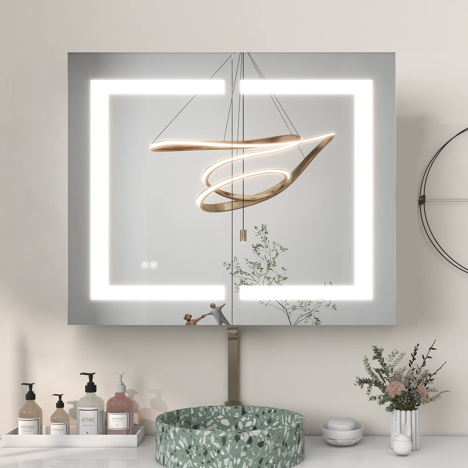 LIGMIRR Bathroom Medicine 3 Tier Wall Mount Aluminum 34