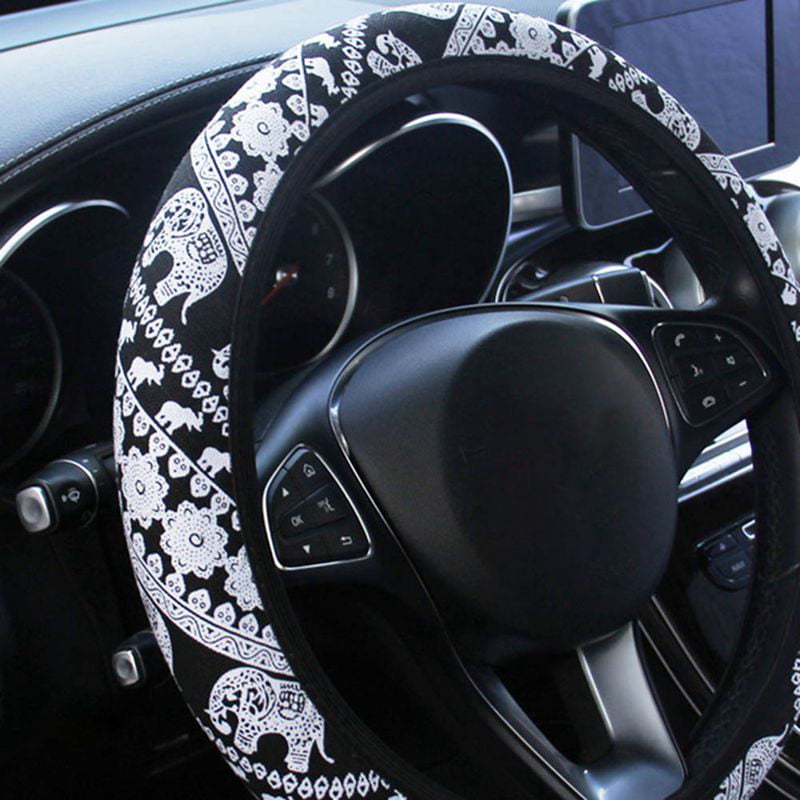Rayauto Automotive Ethnic Flax Cloth Cute Elephant Universal Car Steering Wheel Cover 