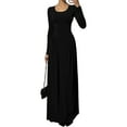 thumbnail image 2 of Women'S Casual Long Sleeve U-Neck Solid Color High Waist Bodycon Maxi Dress, 2 of 8