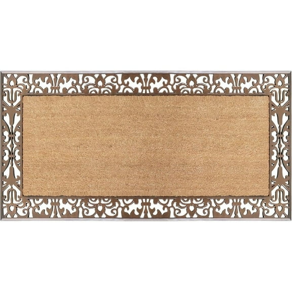 A1HC Natural Coir and Rubber Door Mat, 30"x60" Thick Durable, Heavy Duty, Fade-Resistant, Long-Lasting Outdoor Entrance Doormat, Paisley Border Bronze