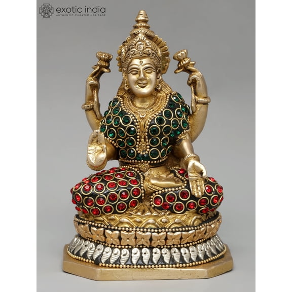 5" Goddess Lakshmi Statue in Brass | Handmade | Made In India
