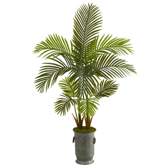 58in. Areca Palm Artificial Tree in Vintage Metal Planter