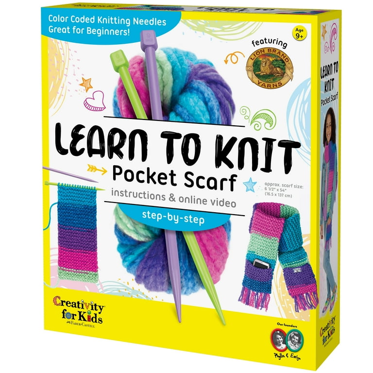Creativity for Kids Learn to Knit Pocket Scarf - DIY Knitting Kit