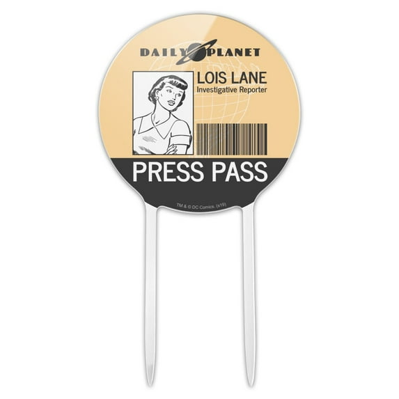 Acrylic Superman Lois Lane Press Pass Cake Topper Party Decoration for Wedding Anniversary Birthday Graduation