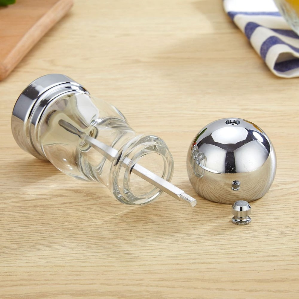 Manual Pepper Grinder Refillable Acrylic Pepper Mill Easy to Adjust the Coarseness 7.87 Inch x2.16 Inch