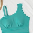 thumbnail image 7 of VISALY Women's One Piece Swimsuit One Shoulder Scalloped Ribbed Swimsuits Slimming Bathing Suit Full Coverage Modest Slimming Swimwear Tummy Control One Piece Beach Bathing Suit Mint Green Xl, 7 of 7
