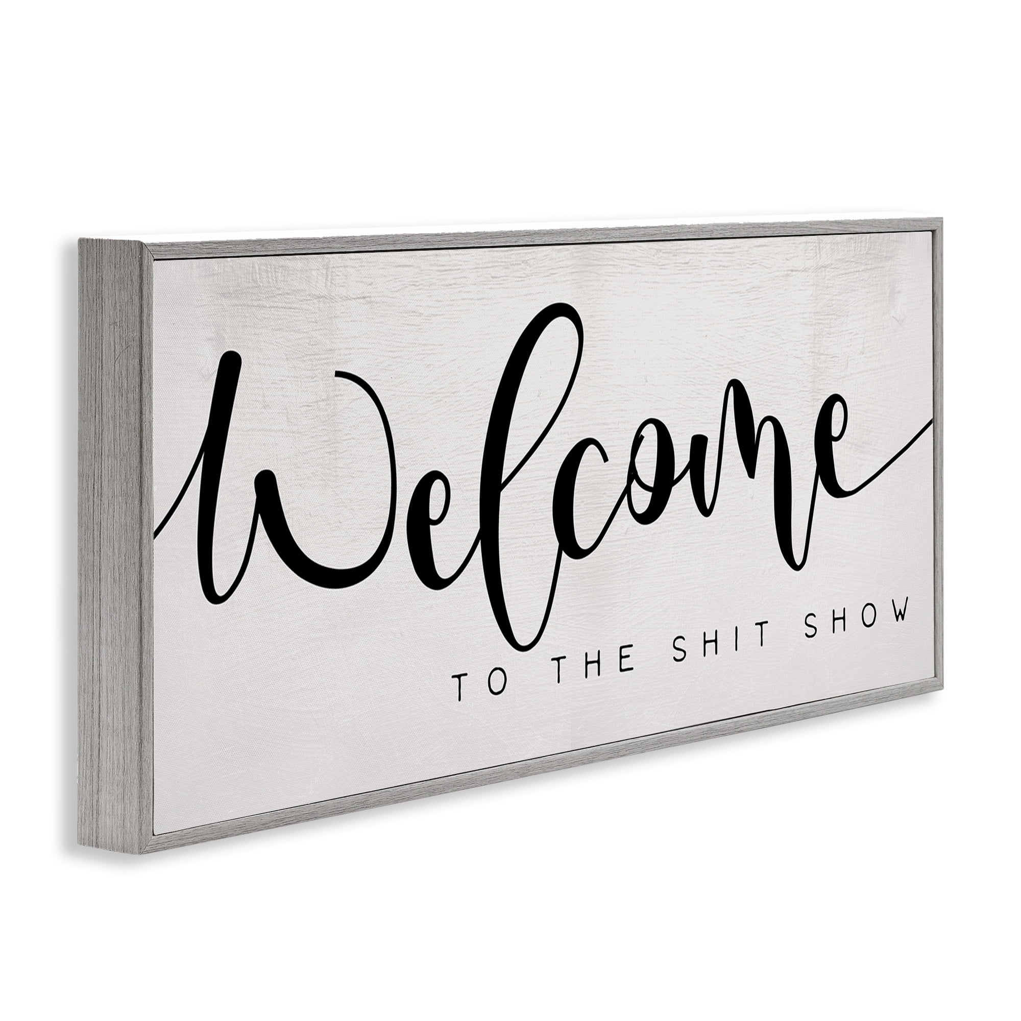 Stupell Industries Sassy Welcome Phrase Typography Painting Gray Framed Art Print Wall Art, 24 x 10