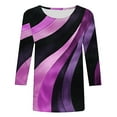thumbnail image 4 of Homenesgenics Fall Tops for Women Long Sleeves Women's Fashion Tees Casual CrewNeck 3/4 Sleeve Loose T Shirt Ladies Blouses Shirts Purple M, 4 of 5