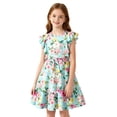 thumbnail image 2 of Aideaone Girls Dresses Ruffle Sleeveless A-Line Cute Church Dress Flutter Hem Butterfly Sundress with Belt 7-13 Years, 2 of 7
