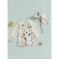 thumbnail image 4 of Loicainy Baby Toddler Boys Long Sleeve Swimwear 3 6 12 18 24 Months 2T 3T Casual Marine Animal Print Zipper Rash Guard Swimsuit and Hat Beachwear Bathing Suit, 4 of 9