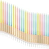 Pastel Ombre Birthday Cake Long Thin Candles with Holders (5 in, 24 Pack)