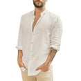 thumbnail image 2 of Mens Casual Button Down Shirts Long Sleeve Chambray Shirts Turn-Down Collar Shirt Shirt Long Tops Button Sleeve Casual Solid Men Shirts Wrinkle Free Shirt, 2 of 7