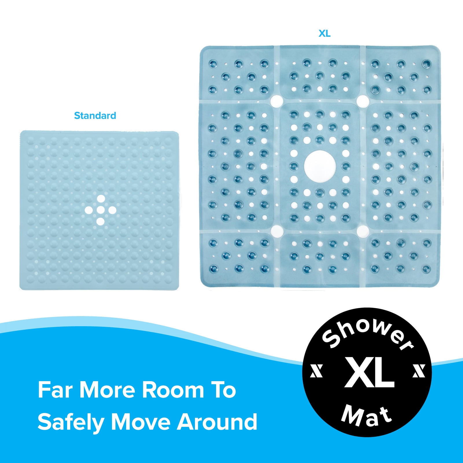 ENKOSI Large Square Non Slip Shower Mat | 27 x 27-inch Shower Mats for  Showers Anti Slip - Square Shower Stall Mat for Bathroom Shower Floors |  Secure