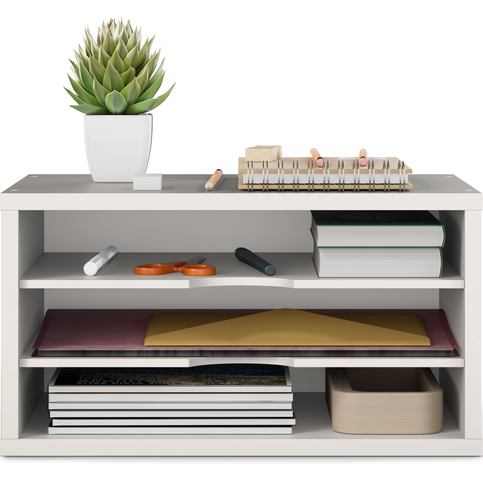 Ballucci 3-Tier Stackable Paper Organizer, Office Desk Organizer, Document Holder, White