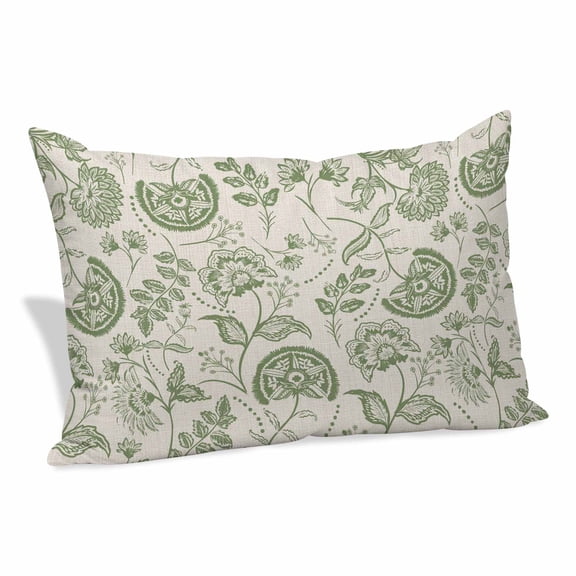 Farmhouse Sage Green Floral Pillow Covers 16x24 Inch, Linen Boho Flower Rustic Country Soft Brushed Throw Pillow Covers with Hidden Zipper Decorative Pillowcase for Bedroom Sofa Couch