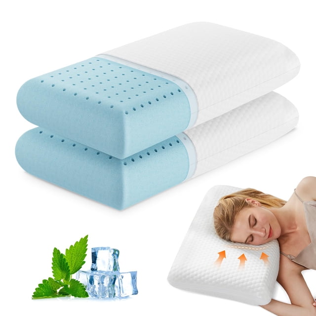 Almohadas DUMOS de espuma viscoelástica con gel refrescante, pack de 2, tamaño Queen