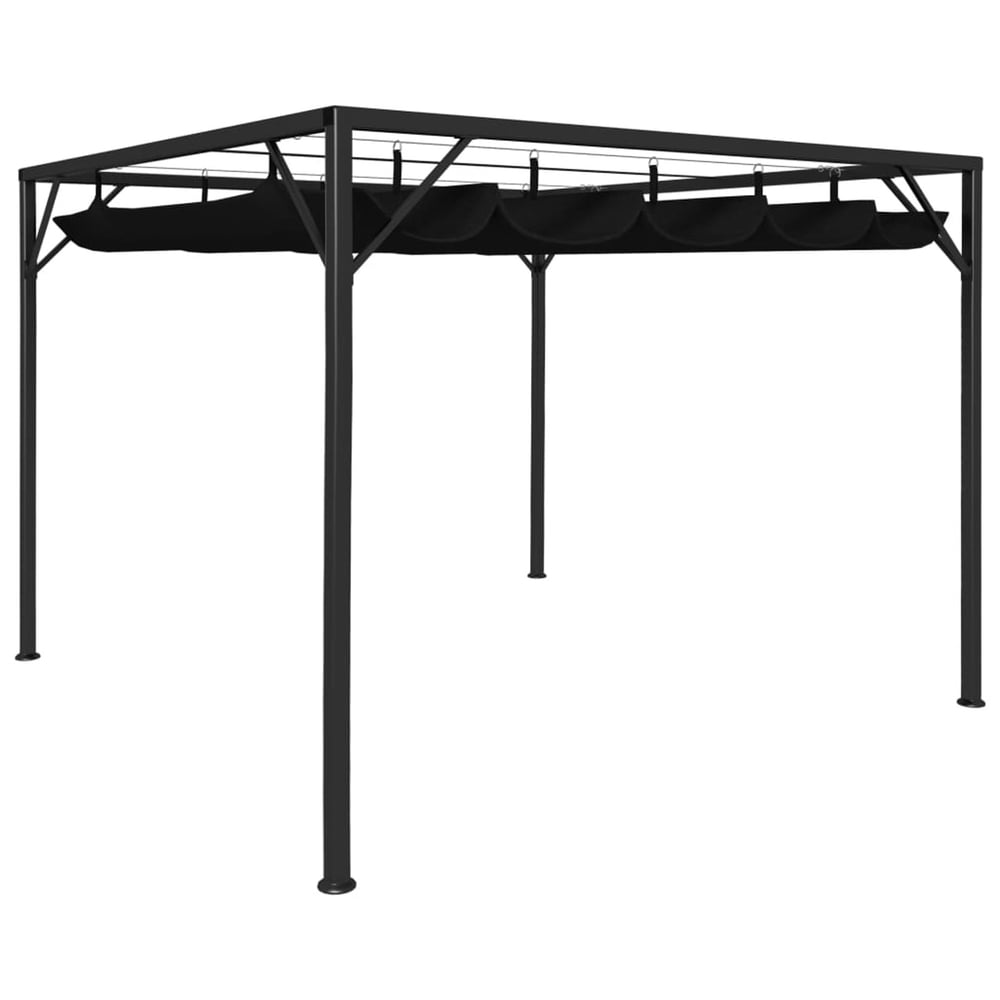 Garden Gazebo with Retractable Roof Canopy 118.1"x118.1" Anthracite