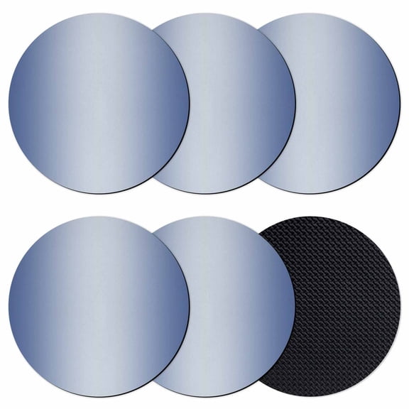 Navy Blue Ombre Coasters Set of 6, Modern Gradient Abstract Art Absorbent Coasters for Drinks, Coaster for Bar Office Dining Coffee Table Accessories Decor, Non Slip Round Desk Coaster
