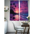 thumbnail image 3 of Summer Beach Sunset Landscape Sheer Curtains 63 Inch Long 2 Panels, Coastal Ocean Palm Tree Red Cloud Wave Light Filtering Rod Pocket Curtains, Sheer Voile Drapes for Living Room Bedroom, 52"x63", 3 of 8