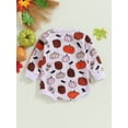 thumbnail image 4 of Wassery Infant Baby Boys Girls Halloween Clothes 6 12 18 24 Months Newborn Jumpsuit Long Sleeve Round Neck Pumpkin Print Bodysuit Pullovers Fall Casual Outfit 0-24M, 4 of 9