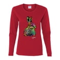thumbnail image 2 of Keep It Wild Colorful Elephant Face Animal Lover Womens Graphic Long Sleeve T-Shirt, Red, Large, 2 of 3