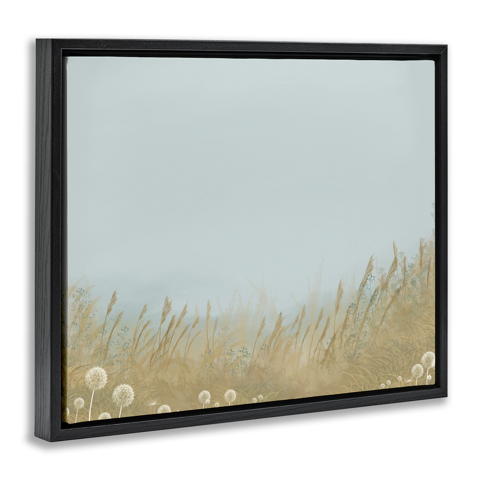 Misty Meadows Blowing in Wind Black Framed Floater Canvas Wall Art, design by Renel Peters