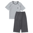 thumbnail image 2 of LEKWK Kids Pajamas Raglan Short Sleeve T-Shirts and Capri Pants Boys Girls Summer Loungewear 2 Piece Outfits Fashion Comfy Casual Sleep Homewear, 2 of 6