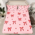 thumbnail image 3 of Feelyou Fashion Bowknot Kids Twin Sheet Sets, Kawaii Cartoon Bow-tie Twin Fitted Sheet, Cute Love Heart Flat Sheet, Microfiber Bedroom Decor, 3 Pieces, 3 of 8