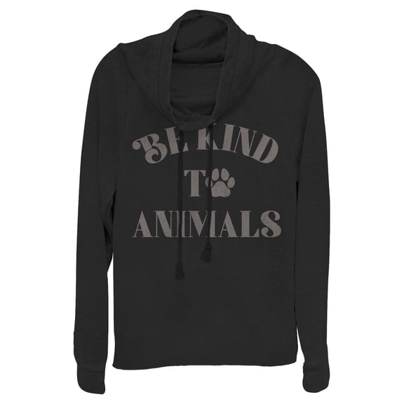 Junior's Lost Gods Be Kind to Animals Paw  Cowl Neck Sweatshirt