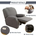 thumbnail image 3 of Rosnek Stretch Recliner Slipcover with Pockets Furniture Chair Cover, Gray (4 Pieces), 3 of 8