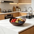 thumbnail image 6 of Fruit Tray, Imitation Wood Grain Plastic Decorative Serving Bowl for Kitchen Counter and Coffee Table, Curved Snack Catchall, 6 of 6