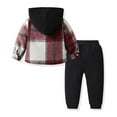 thumbnail image 5 of Kogui Toddler Boy Outfits Winter Toddler Baby Boys Clothes Long-sleeve Hooded Shirt + Sweatpants Fall Winter Outfits Set Size 3 6 Months (Red,3-6 Months), 5 of 9