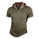 thumbnail image 5 of Ceisia Men's Slim Fit Contrast Hooded Henley Short Sleeve Shirt with Chest Pocket Gifts, 5 of 6